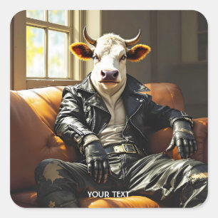 Sticker Carré Couche en cuir Imaginaire Cute Cow