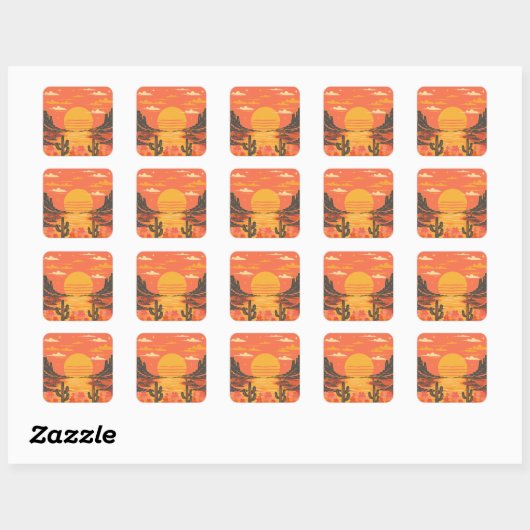 Sticker Carré Coucher de soleil (Feuille)