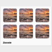 Sticker Carré Coucher De Soleil À Barcelone (Feuille)