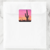 Sticker Carré Coucher de soleil de l'Arizona Cactus (Sac)