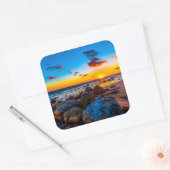 Sticker Carré Coucher De Soleil En Mer (Enveloppe)
