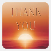 Sticker Carré Coucher de soleil rouge merci (Devant)