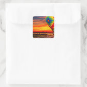 Sticker Carré Coucher de soleil sur ballon (Sac)