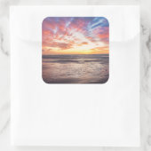 Sticker Carré Coucher de soleil sur la plage et la mer (Sac)