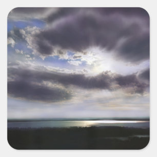 Sticker Carré Coucher de soleil sur le lac