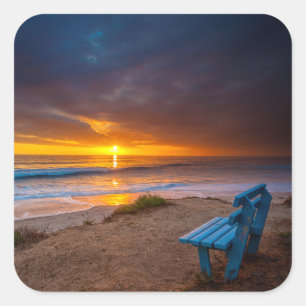 Sticker Carré Coucher de soleil sur l'océan Pacifique