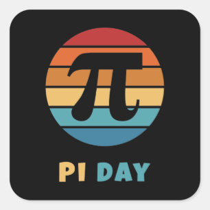Sticker Carré Coucher de soleil vintage 3.14 Joyeux Jour Pi