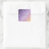 Sticker Carré Coucher de soleil violet + Étoiles blanches Texte/ (Sac)