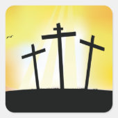 Sticker Carré Coucher du soleil Croix religieuse (Devant)
