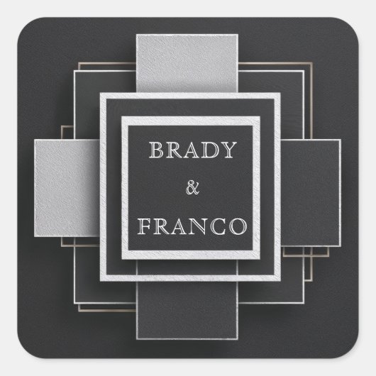 Sticker Carré Couches de contraste géométriques Mariage noir élé (Devant)