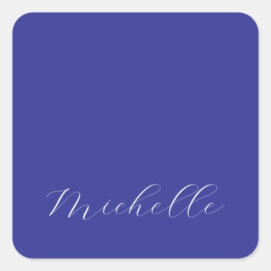 Sticker Carré Couleur bleu profond Calligraphie de nom moderne e (Devant)