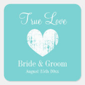 Sticker Carré Couleur bleu profond turquoise mariage (Devant)