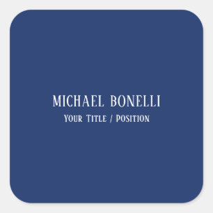 Sticker Carré Couleur Bleue Classique Élégante Police Serif Mini