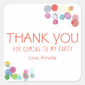 Sticker Carré Couleur Brush Blots Enfants Merci (Devant)