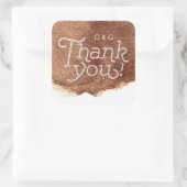 Sticker Carré Couleur cuivre moderne simple mariage merci (Sac)