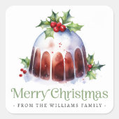 Sticker Carré Couleur d'aquarelle des baies sèches de Noël (Devant)