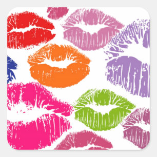 Sticker Carré Couleur de lèvre Baisson Coloré
