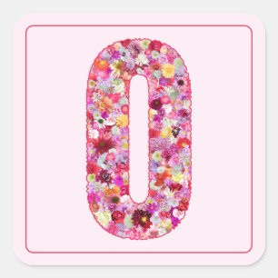 Sticker Carré Couleur Florale Rose Numéro 0