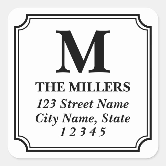 Sticker Carré Couleur modifiable Monogramme classique moderne Ad (Devant)