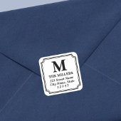 Sticker Carré Couleur modifiable Monogramme classique moderne Ad