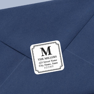 Sticker Carré Couleur modifiable Monogramme classique moderne Ad