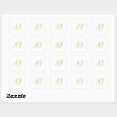 Sticker Carré Couleur Or Monogramme Initiale Classique Professio (Feuille)