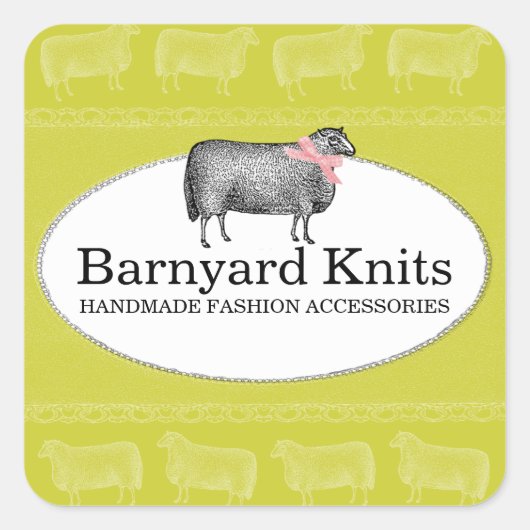 Sticker Carré Couleur personnalisée laine de mouton tricot croch (Devant)