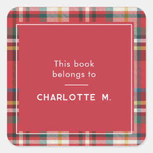 Sticker Carré Couleur Plaid Personnalisé Rouge Personnalisé