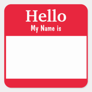 Sticker Carré Couleur rouge entièrement personnalisable 'Hello M