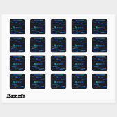 Sticker Carré Couleurs bleues sur noir - Hannah (Feuille)