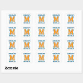 Sticker Carré Couleurs de l'équipe Monogramme Nom (Feuille)
