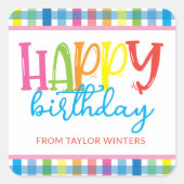 Sticker Carré Couleurs Lumineuses Joyeuses Enceinte Cadeau Anniv (Devant)