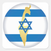 Sticker Carré Couleurs Nationales D'Israël (Devant)