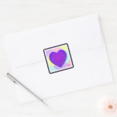 Sticker Carré Couleurs pastel & coeurs violets battre (Enveloppe)