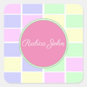 Sticker Carré Couleurs pastel jaune rose vert pourpre (Devant)