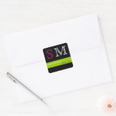 Sticker Carré Couleurs pop en rose vert et noir (Enveloppe)