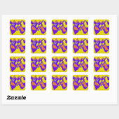 Sticker Carré Couleurs violet et moutarde en rotin d'art (Feuille)