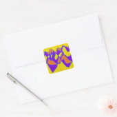 Sticker Carré Couleurs violet et moutarde en rotin d'art (Enveloppe)
