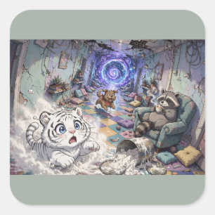 Sticker Carré Couloir Animaux Fantaisistes – Aventure de Farine