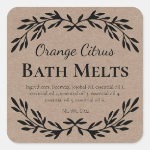 Sticker Carré Country Citrus do-it-yourself Bain Melt Kraft Étiq