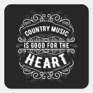 Sticker Carré Country Music Gift Women Music Lover Country Music