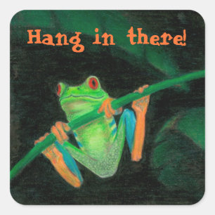 Sticker Carré Coup de grenouille d'arbre aux yeux rouges "dedans