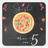 Sticker Carré Coupe de plaisir, anniversaire de pizza (Devant)