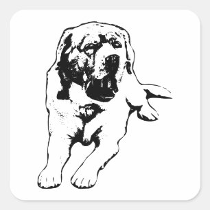 Sticker Carré Coupe dorée - Yawn en noir et blanc