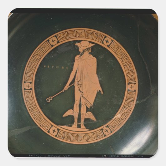 Sticker Carré Coupe grecque à silhouette rouge, représentant le (Devant)