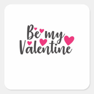 Sticker Carré Couple Art Be My Valentine