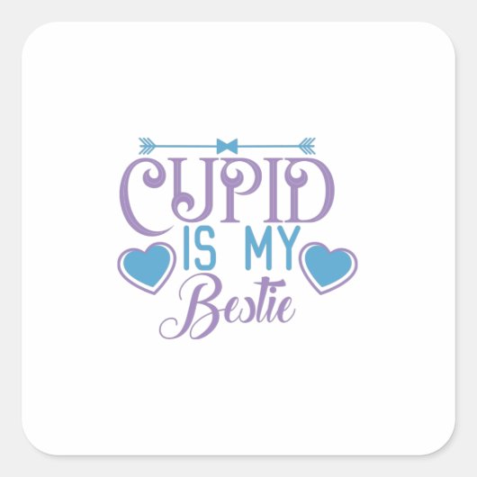 Sticker Carré Couple Cadeau Cupid Est Mon Bestie (Devant)
