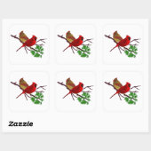 Sticker Carré Couple cardinal sur une branche (Feuille)