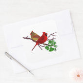 Sticker Carré Couple cardinal sur une branche (Enveloppe)