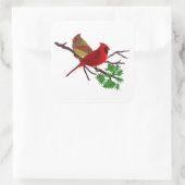 Sticker Carré Couple cardinal sur une branche (Sac)
